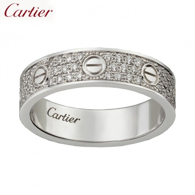Cartie LOVE WEDDING BAND, DIAMOND-PAVED LOVE ウェディング リング、パヴェダイヤモンド